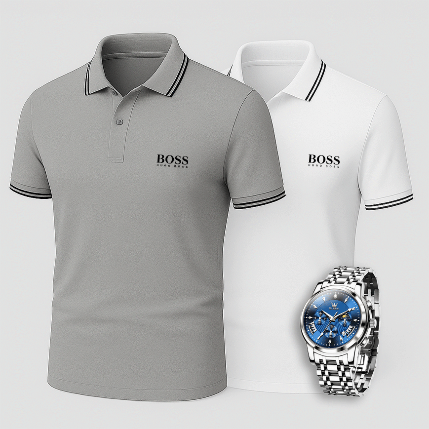 [Buy 2 Pay 1] Hugo Boss Premiere Polo Shirts + Exclusive Watch (QS)