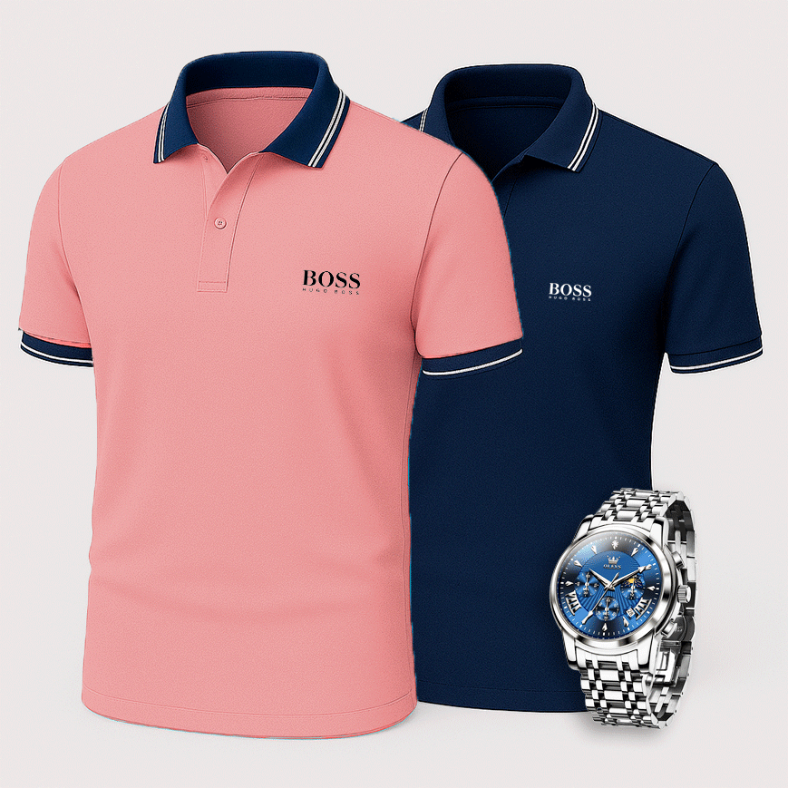 [Buy 2 Pay 1] Hugo Boss Premiere Polo Shirts + Exclusive Watch (QS)